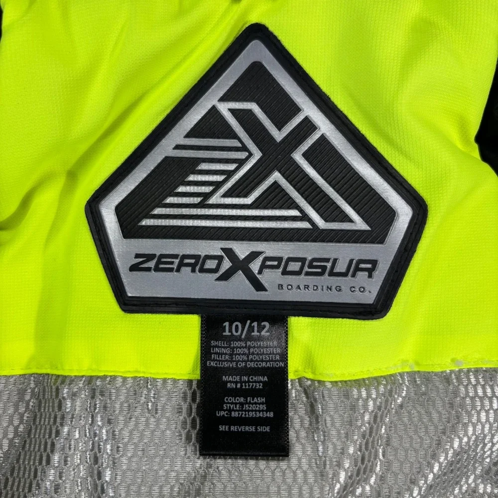 ZeroXposur Winter Jacket Coat Puffer boys‎ 10/12 Grey Neon Yellow Colorblock